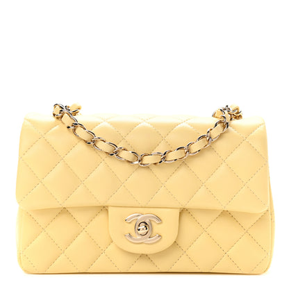 Chanel Lambskin Quilted Mini Rectangular Flap Yellow 1 of 20