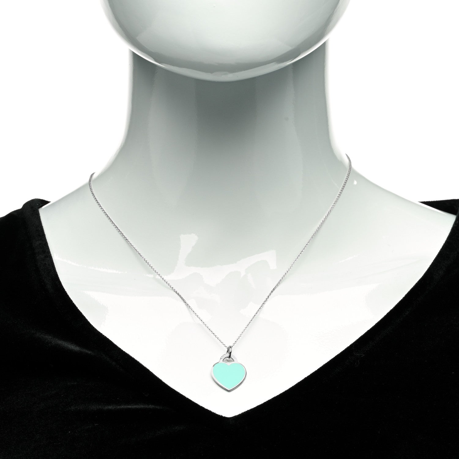Tiffany Sterling Silver Enamel Small Return to Tiffany Heart Pendant Necklace Blue 2 of 6