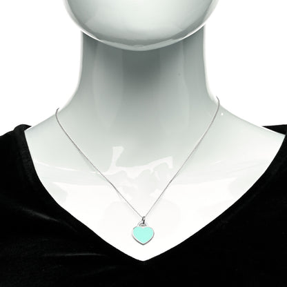 Tiffany Sterling Silver Enamel Small Return to Tiffany Heart Pendant Necklace Blue 2 of 6