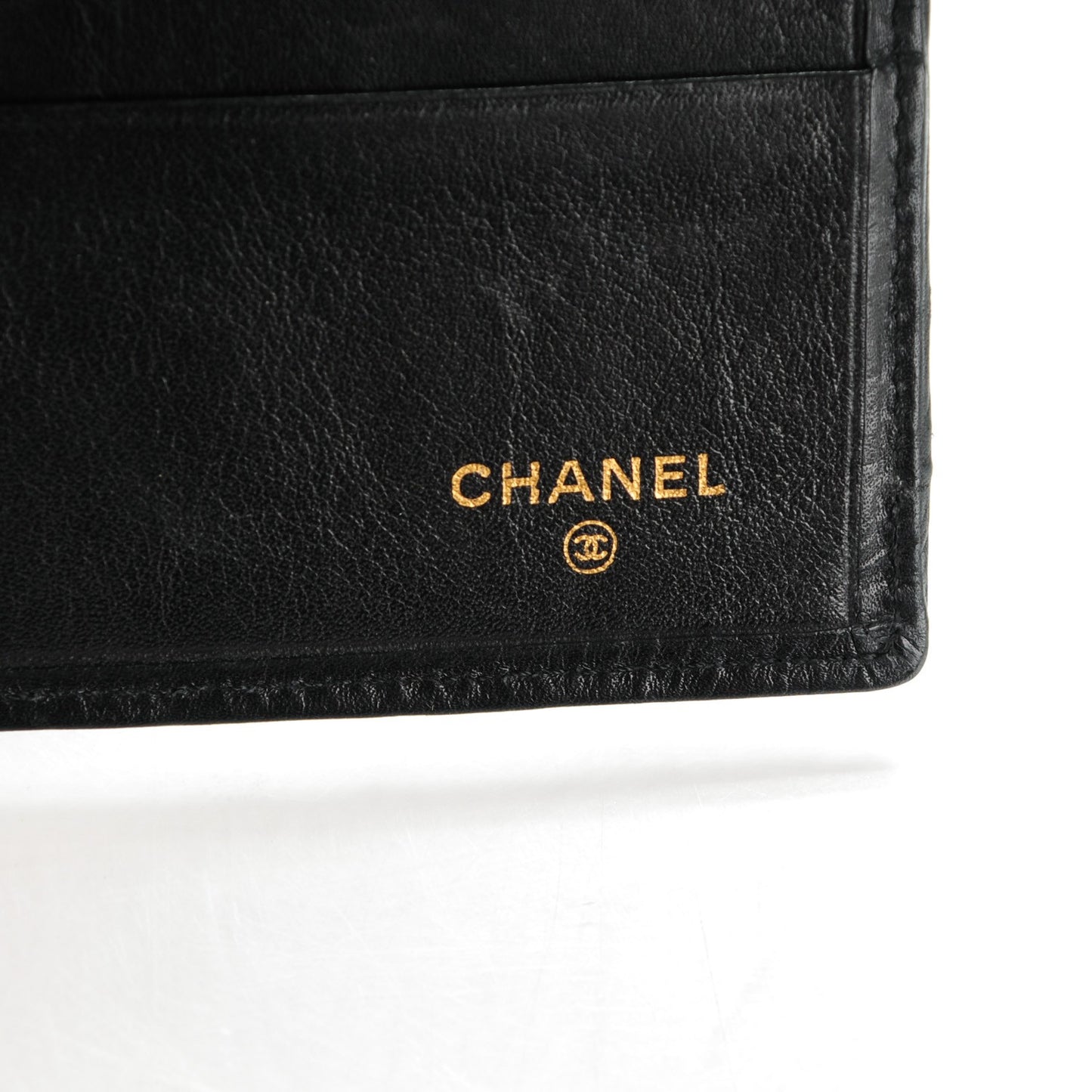 Lambskin Diamond Stitched Yen Wallet Black