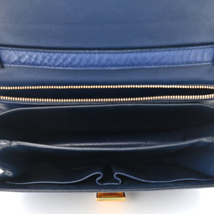 Celine Liege Calfskin Medium Classic Box Flap Bag Blue 5 of 10