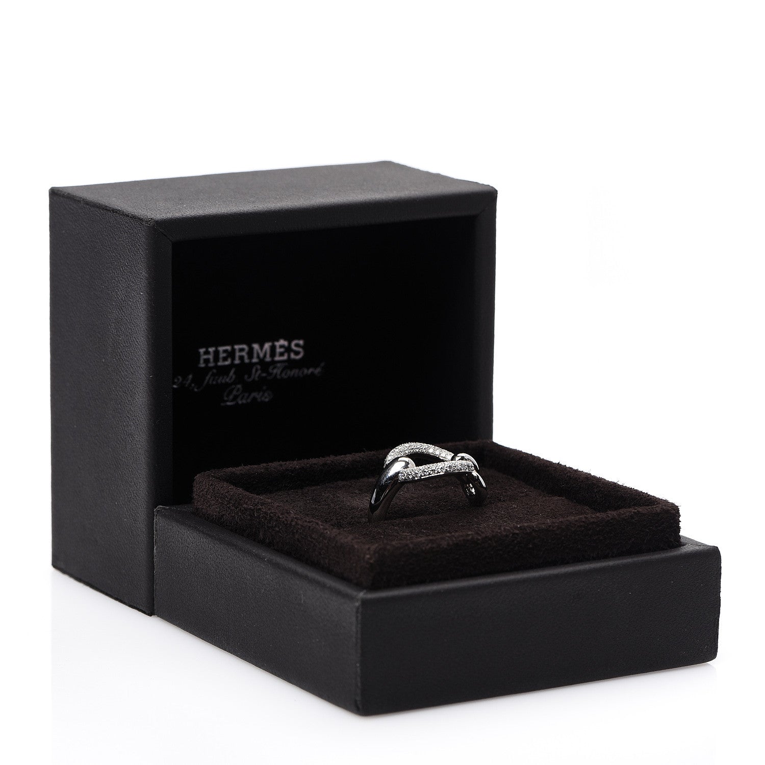 Hermes 18K White Gold Diamond Filet d'Or Ring 53 6.25 5 of 5