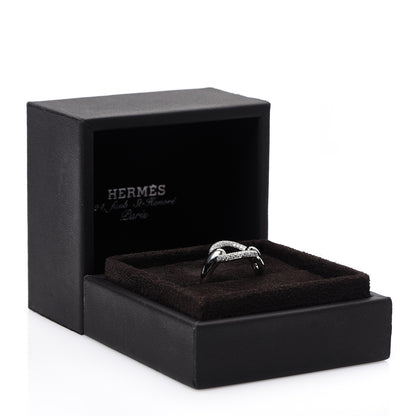 Hermes 18K White Gold Diamond Filet d'Or Ring 53 6.25 5 of 5