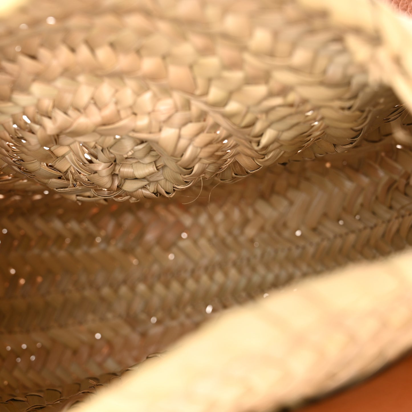 Raffia Small Grain Calfskin Small Marcie Basket Crossbody Tan