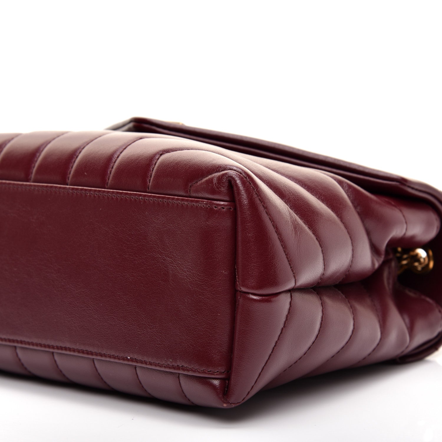 Saint Laurent Calfskin Y Quilted Monogram Small Loulou Chain Satchel Dark Legion Red 7 of 11