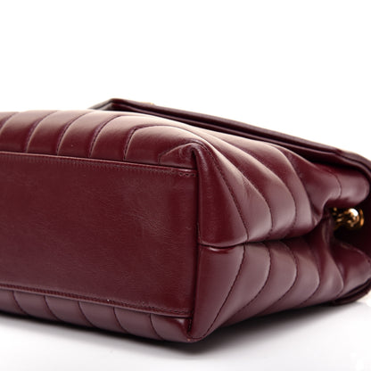 Saint Laurent Calfskin Y Quilted Monogram Small Loulou Chain Satchel Dark Legion Red 7 of 11
