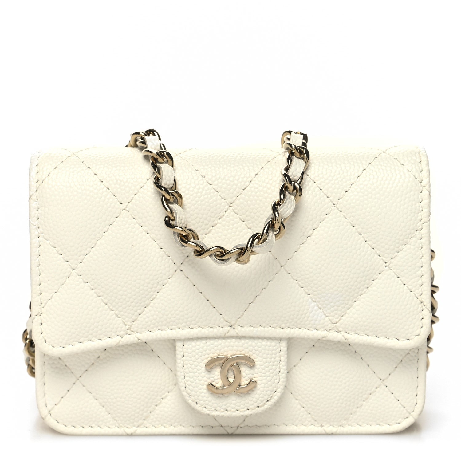 Chanel Caviar Quilted Mini Chain Bag White 1 of 11