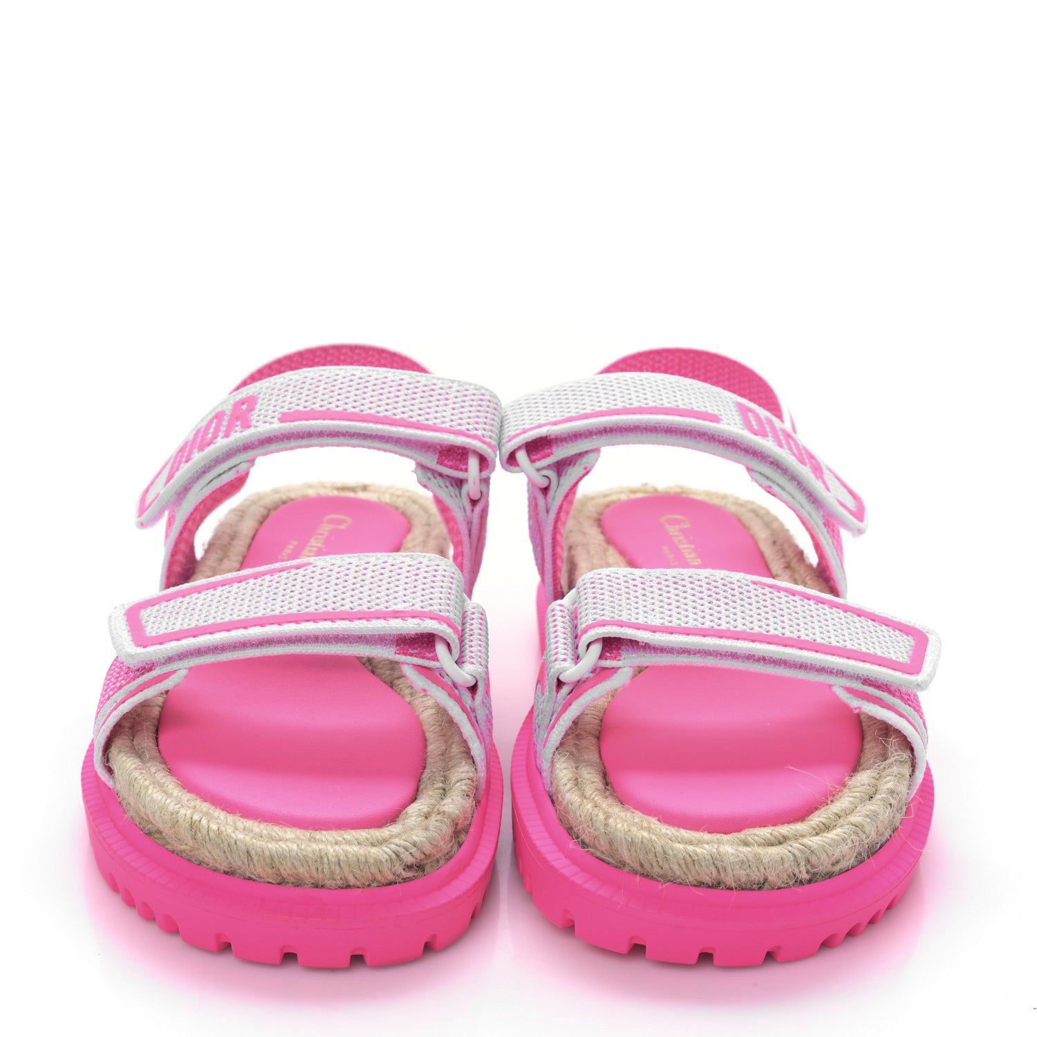 Christian Dior Technical Knit Jute Dioract 10mm Sandals 36.5 White Fuchsia 2 of 8