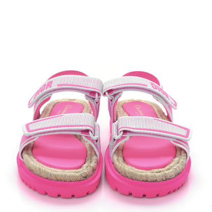 Christian Dior Technical Knit Jute Dioract 10mm Sandals 36.5 White Fuchsia 2 of 8
