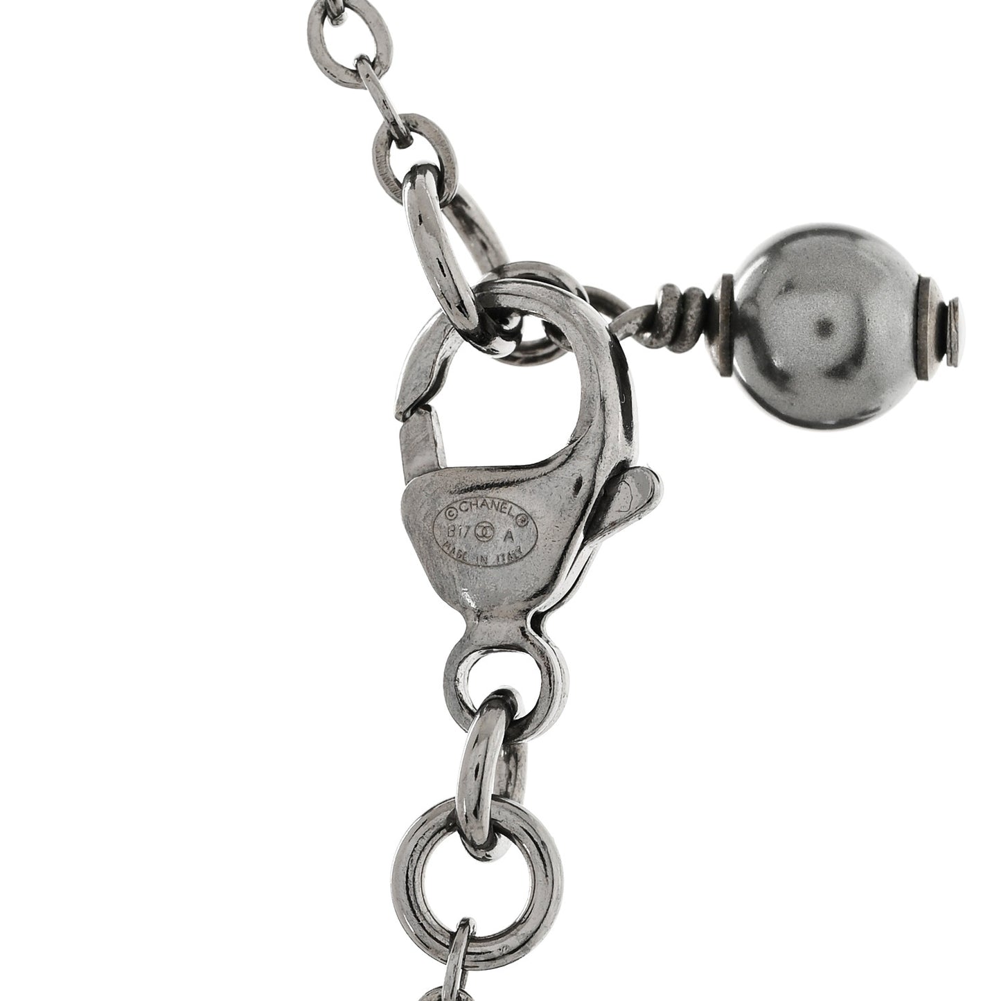 Crystal Double CC Necklace Black Dark Silver