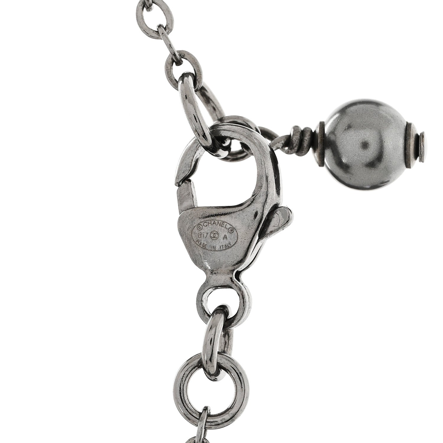 Chanel Crystal Double CC Necklace Black Dark Silver 5 of 6