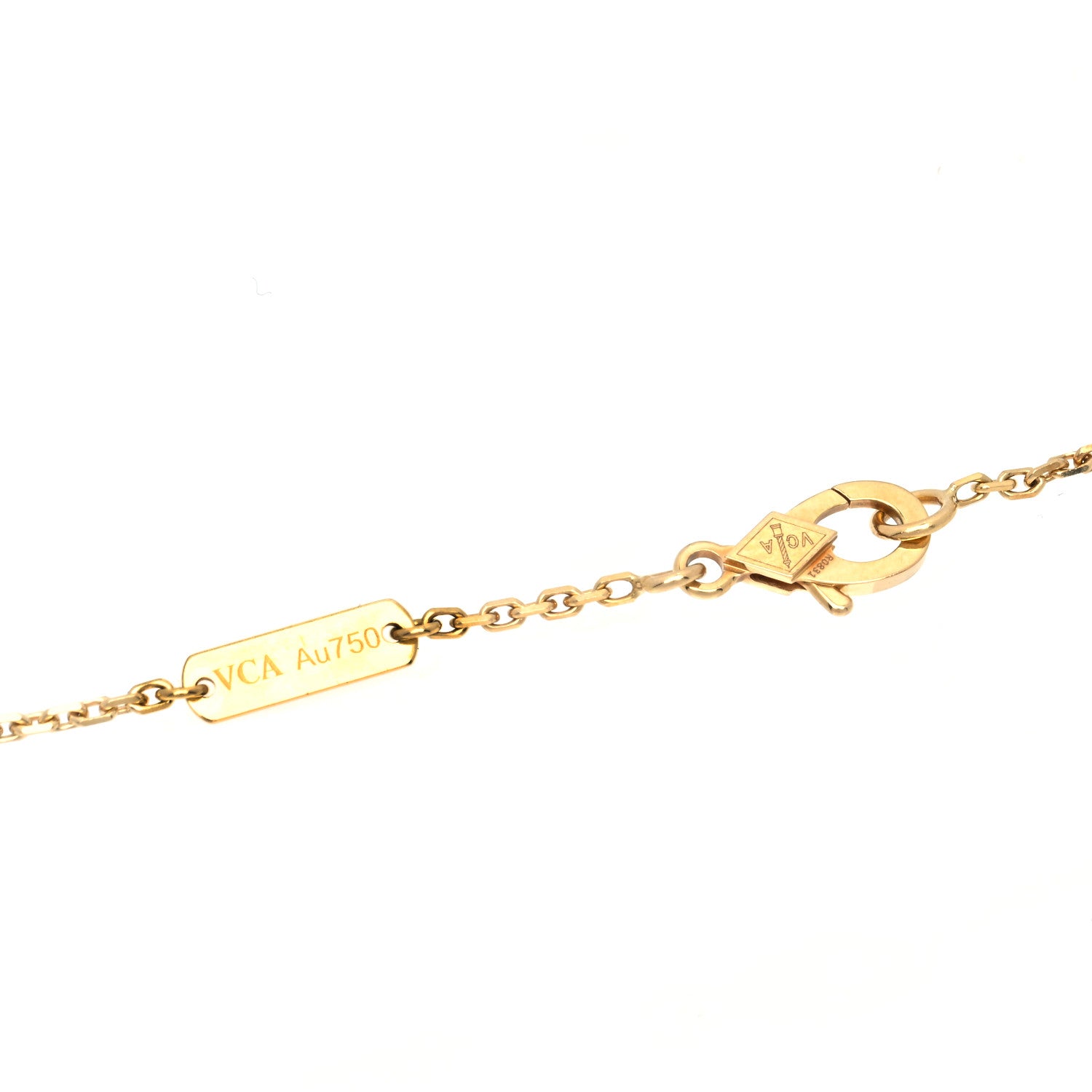 Van Cleef & Arpels 18K Yellow Gold Mother of Pearl Vintage Alhambra Pendant Necklace 3 of 5