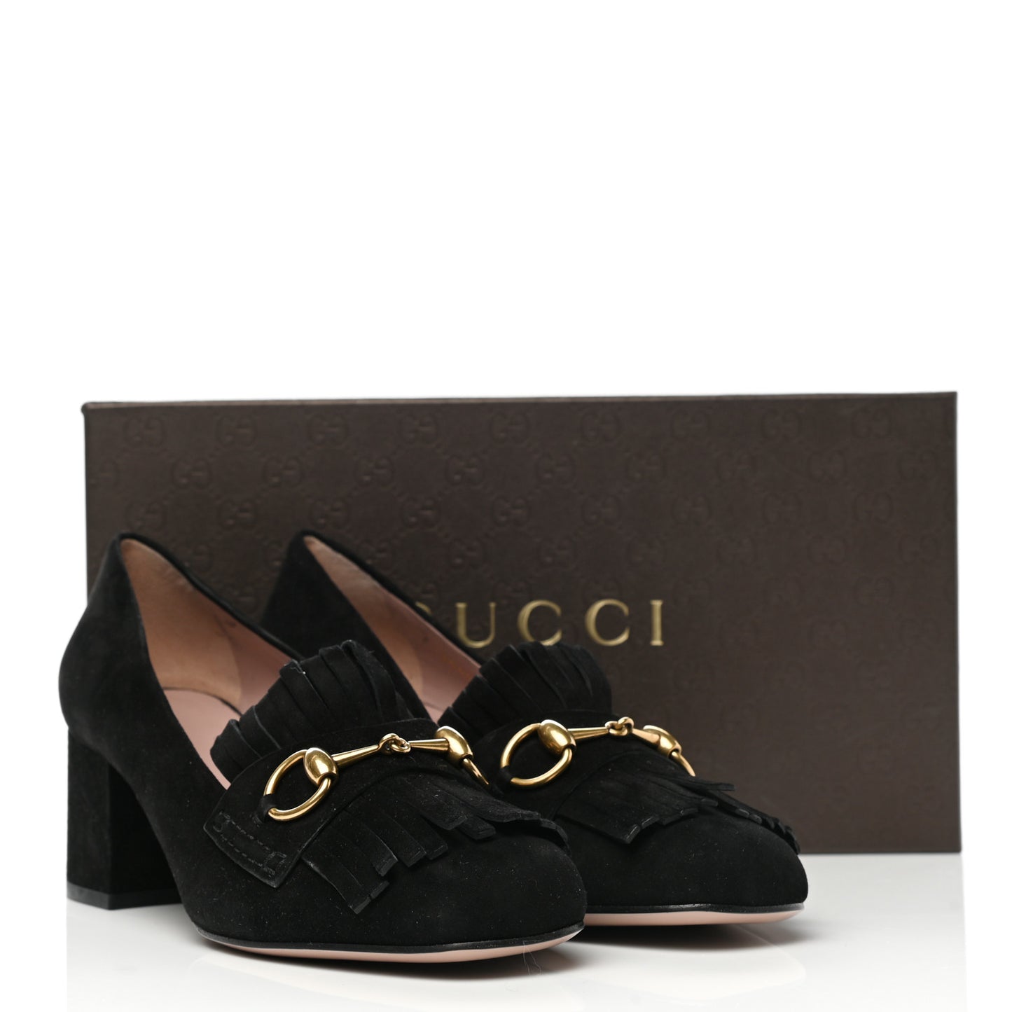Kid Scamosciato Horsebit Fringe 50mm Loafer Pumps 39 Black