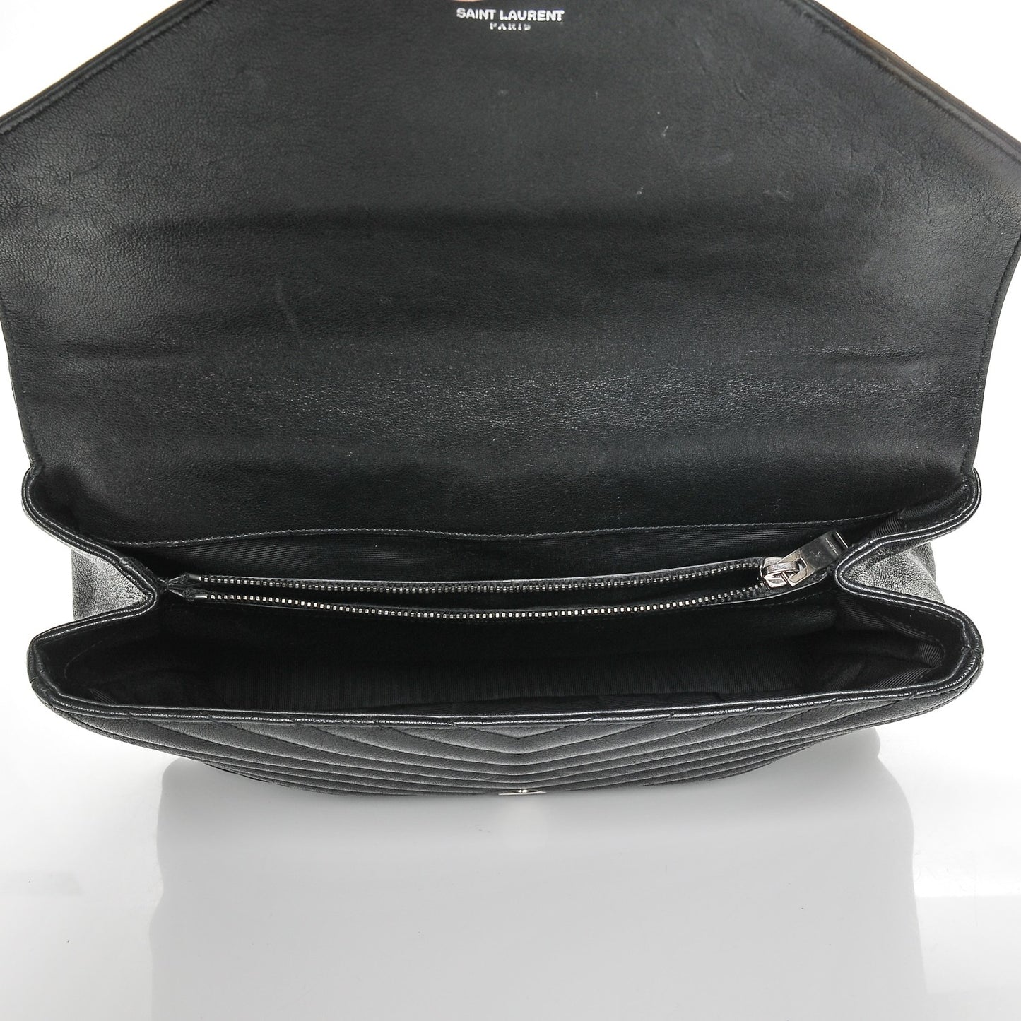 Sheepskin Matelasse Chevron Monogram Large College Satchel Black