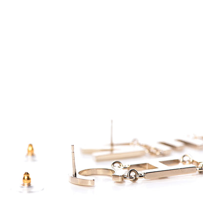 Chanel Metal Cha-Nel Logo Drop Earrings Gold 4 of 5