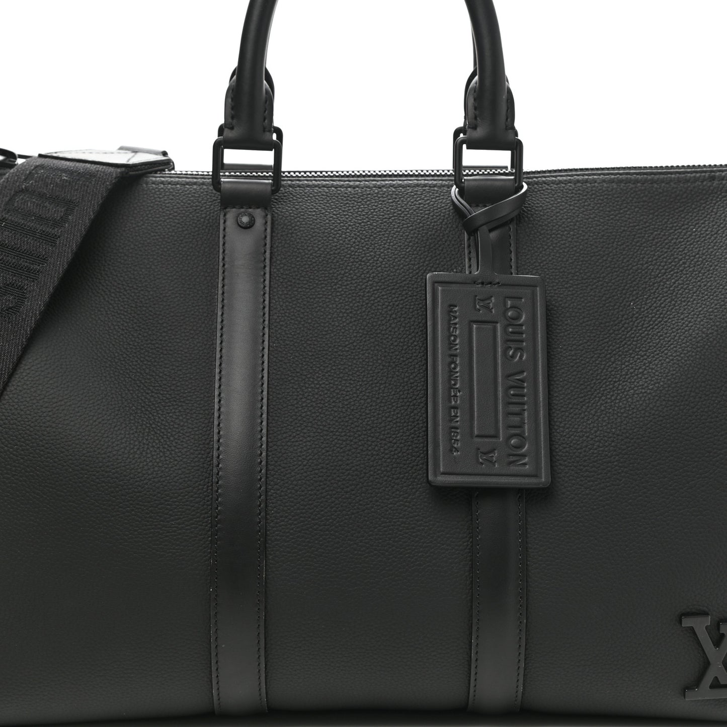 Grained Calfskin Aerogram Keepall Bandouliere 40 Black