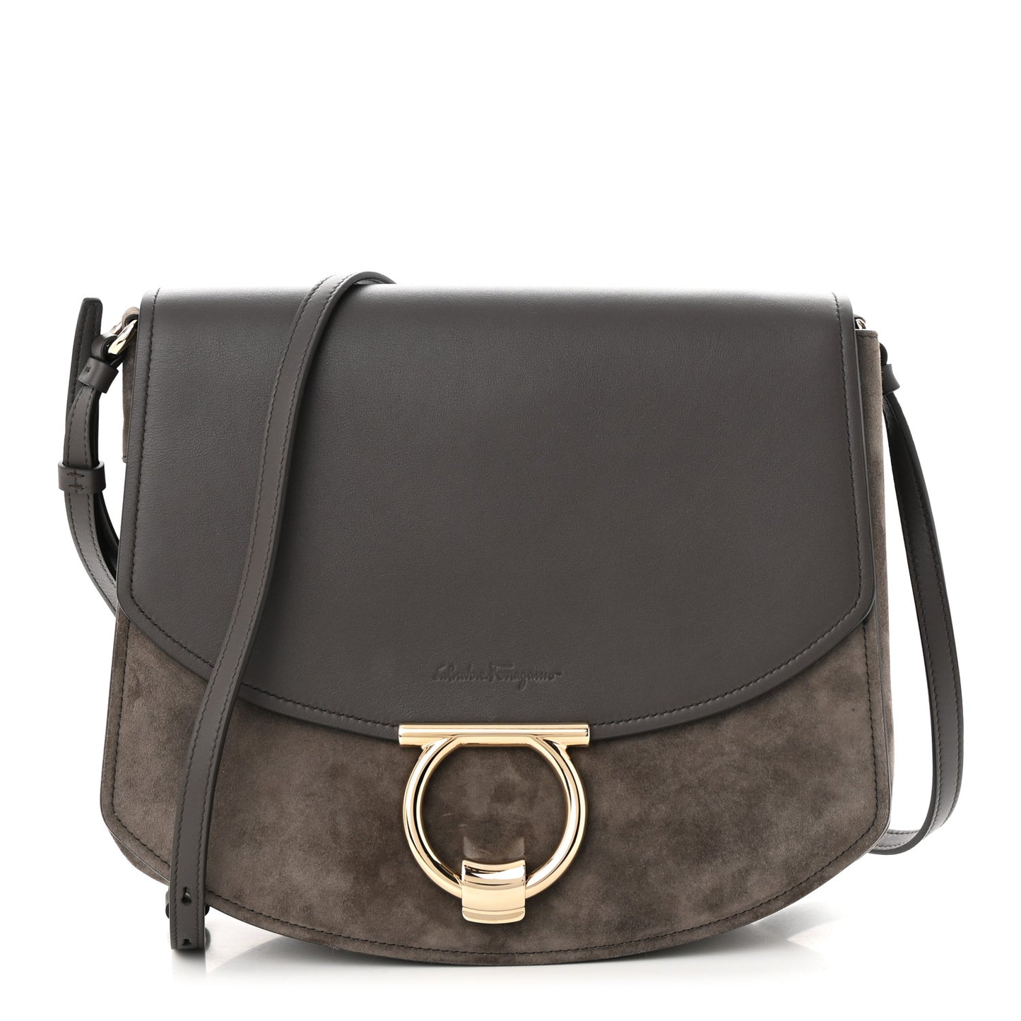 Calfskin Suede Medium Margot Crossbody Grey