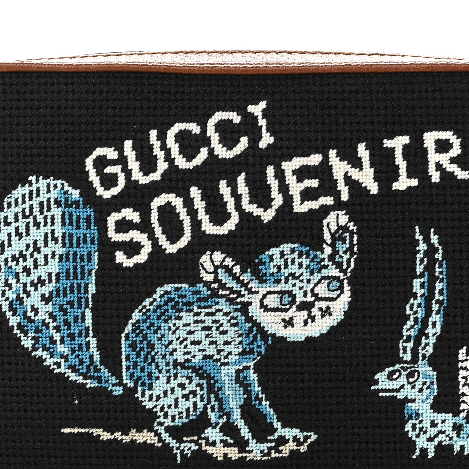 Gucci Calfskin Jacquard Souvenir Belt Bag Black Tan 8 of 9