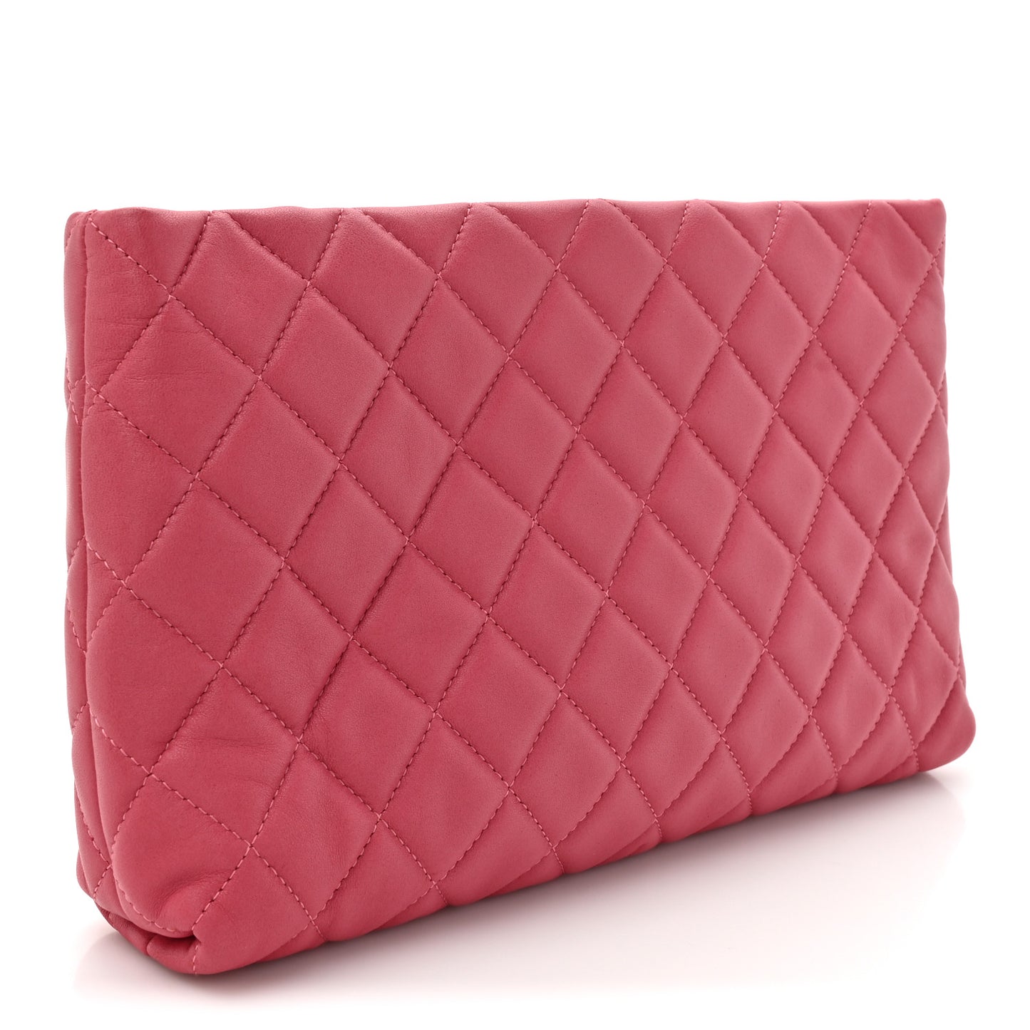 Lambskin Quilted Clutch Fuchsia