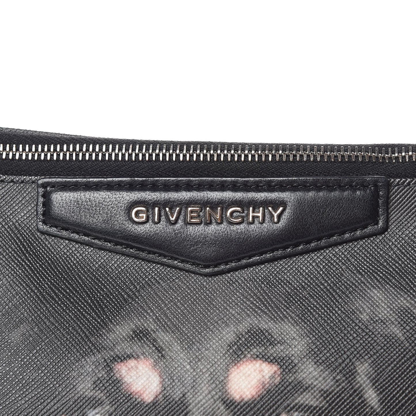 Texutured Coated Canvas Rottweiler Print Medium Cosmetic Pouch Black