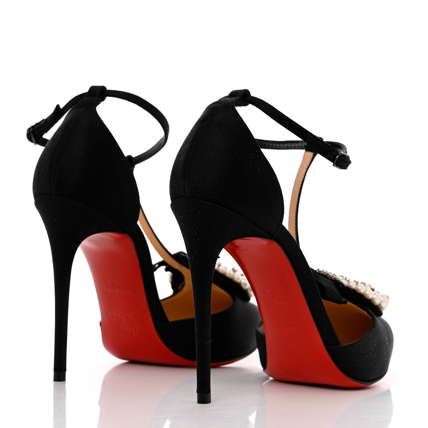 Christian Louboutin Satin Crystal Embellished Goyetta 100 Pumps 36.5 Black 4 of 10