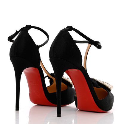 Christian Louboutin Satin Crystal Embellished Goyetta 100 Pumps 36.5 Black 4 of 10