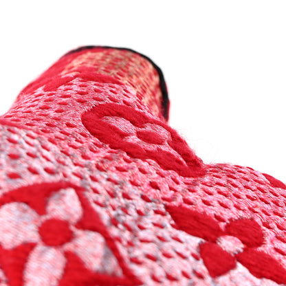 Louis Vuitton Wool Silk Logomania Vuittonite Scarf Red 5 of 6