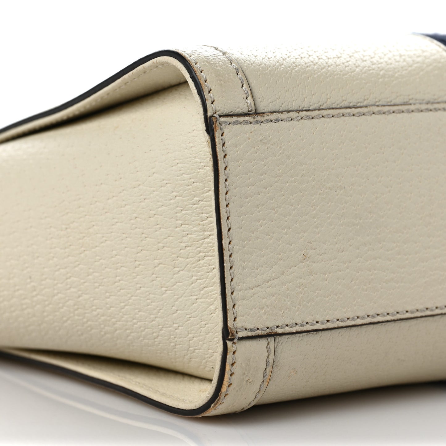 Textured Calfskin Web Small Ophidia Tote Bag Mystic White