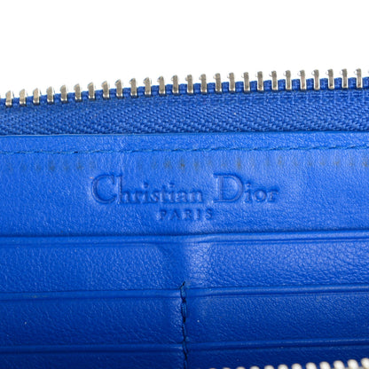 Christian Dior Patent Cannage Zip Around Wallet Blue 6 of 8