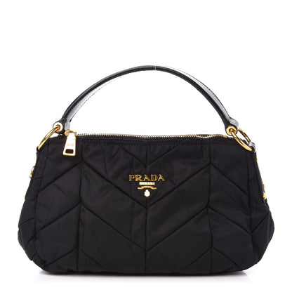 Prada Tessuto Nylon Chevron Quilted Shoulder Bag Black 1 of 11