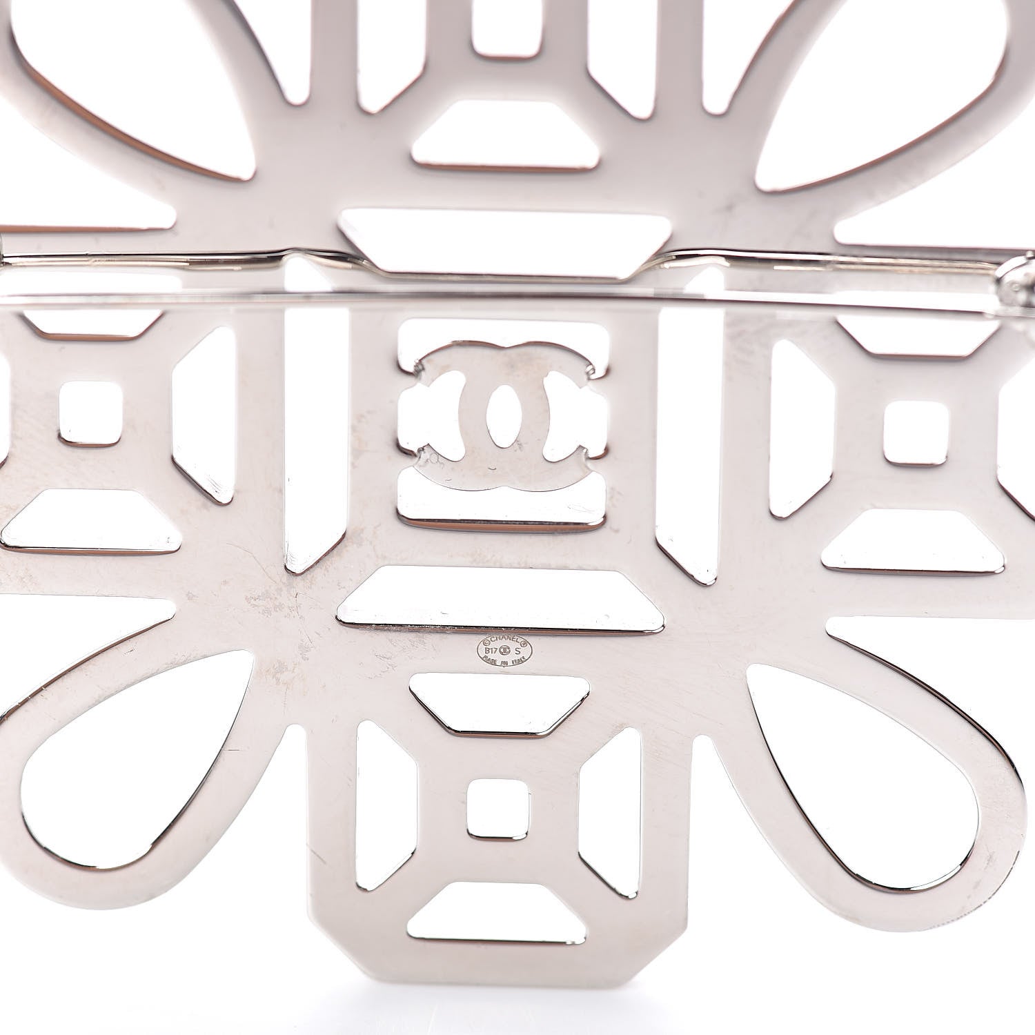Chanel Crystal CC Brooch Silver 4 of 5