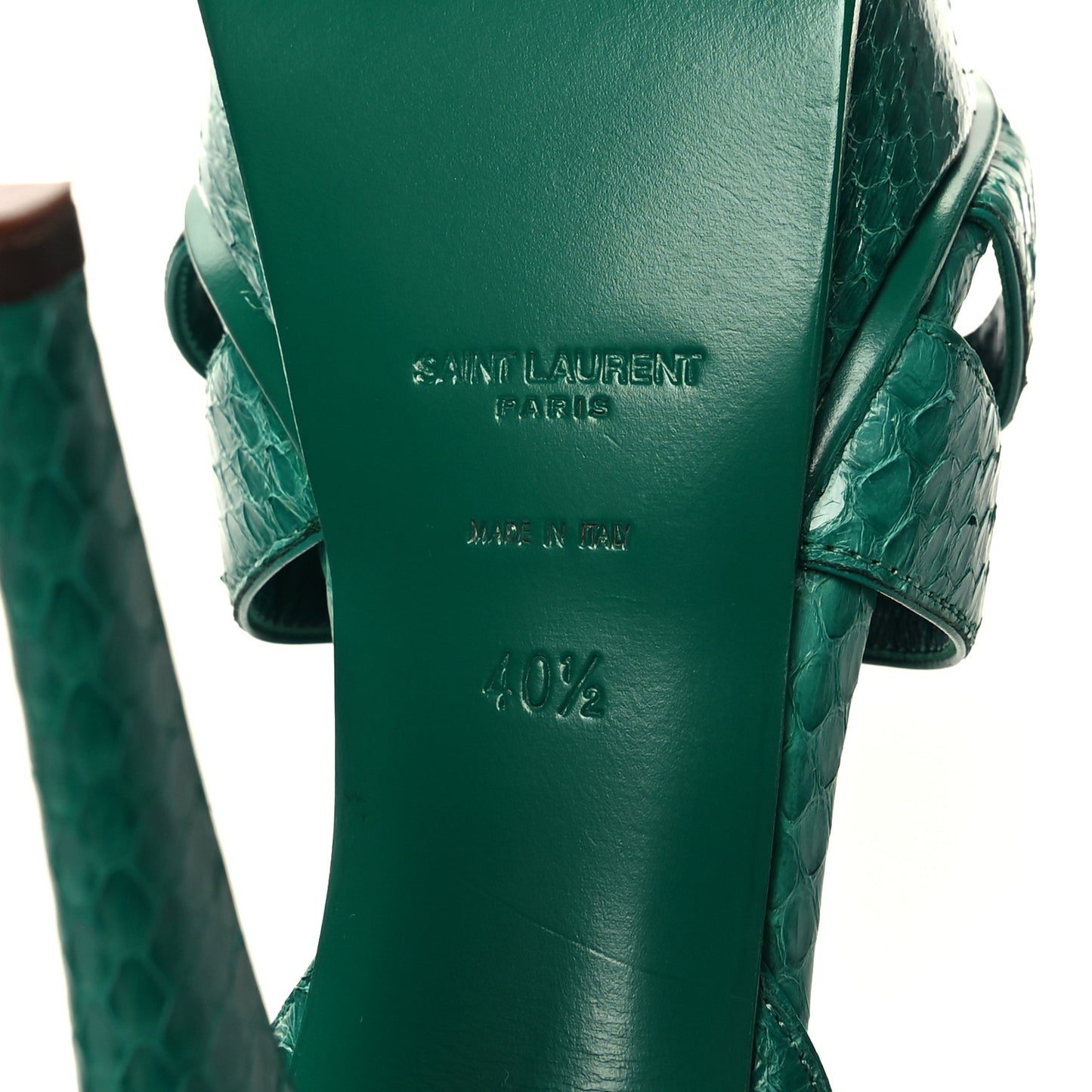 Snakeskin Tribute 105 Platform Sandals 40.5 Emeraude