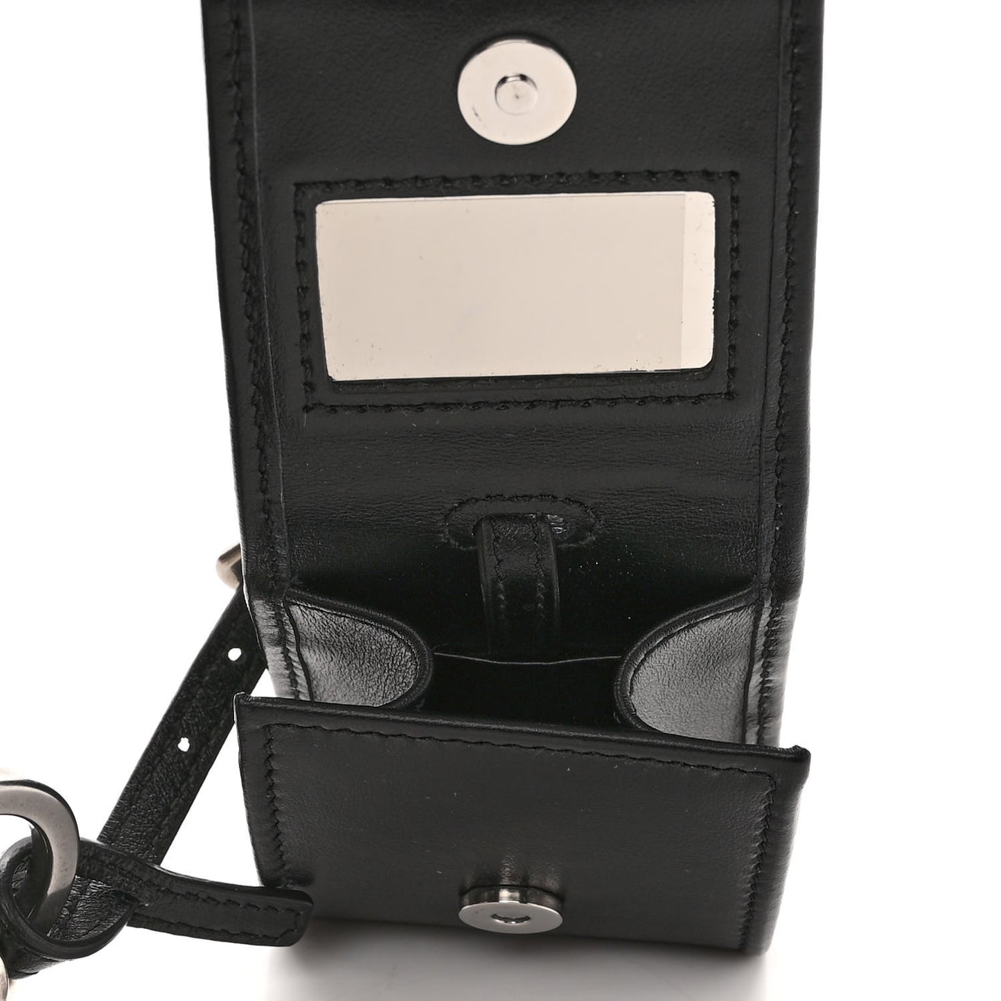 Soft Calfskin Impunture Diagramme Medium Chain Flap Shoulder Bag Black