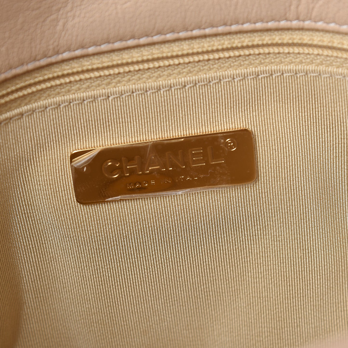 Lambskin Quilted Medium 19 Flap Light Beige