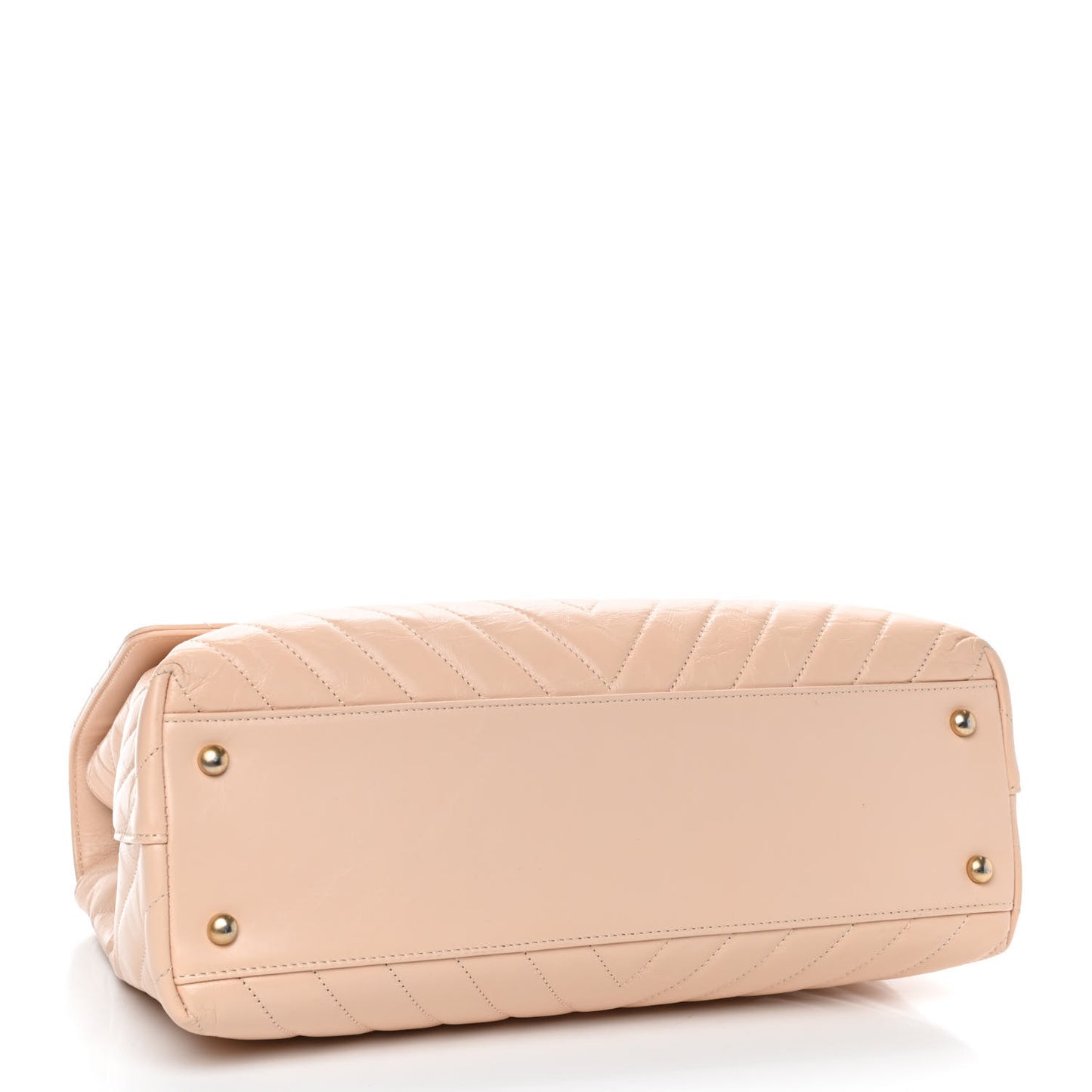 Calfskin Chevron Quilted Medium Coco Handle Flap Beige