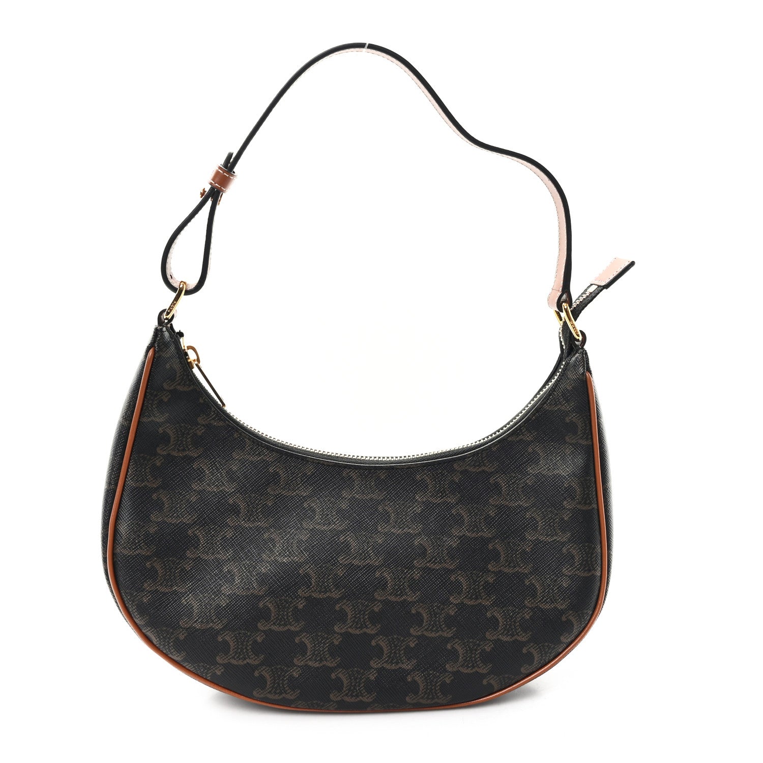 Celine Triomphe Canvas Calfskin Ava Shoulder Bag Tan 1 of 10