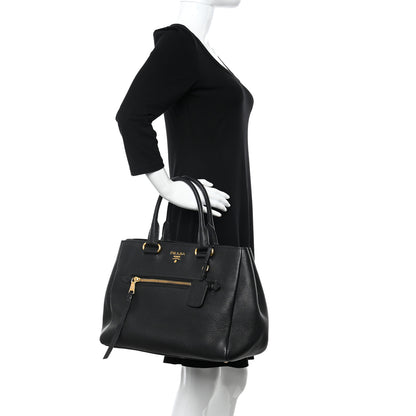 Prada Vitello Daino Shopping Satchel Black 2 of 11