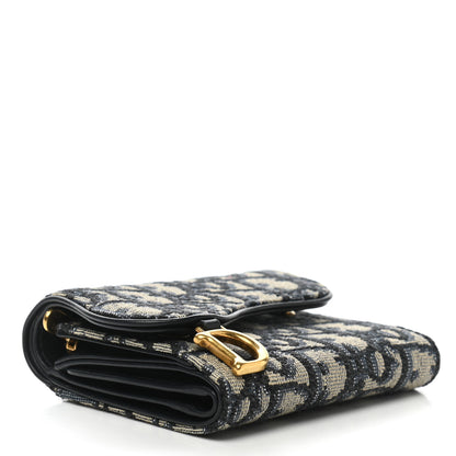 Christian Dior Oblique Saddle Lotus Wallet Blue 4 of 7