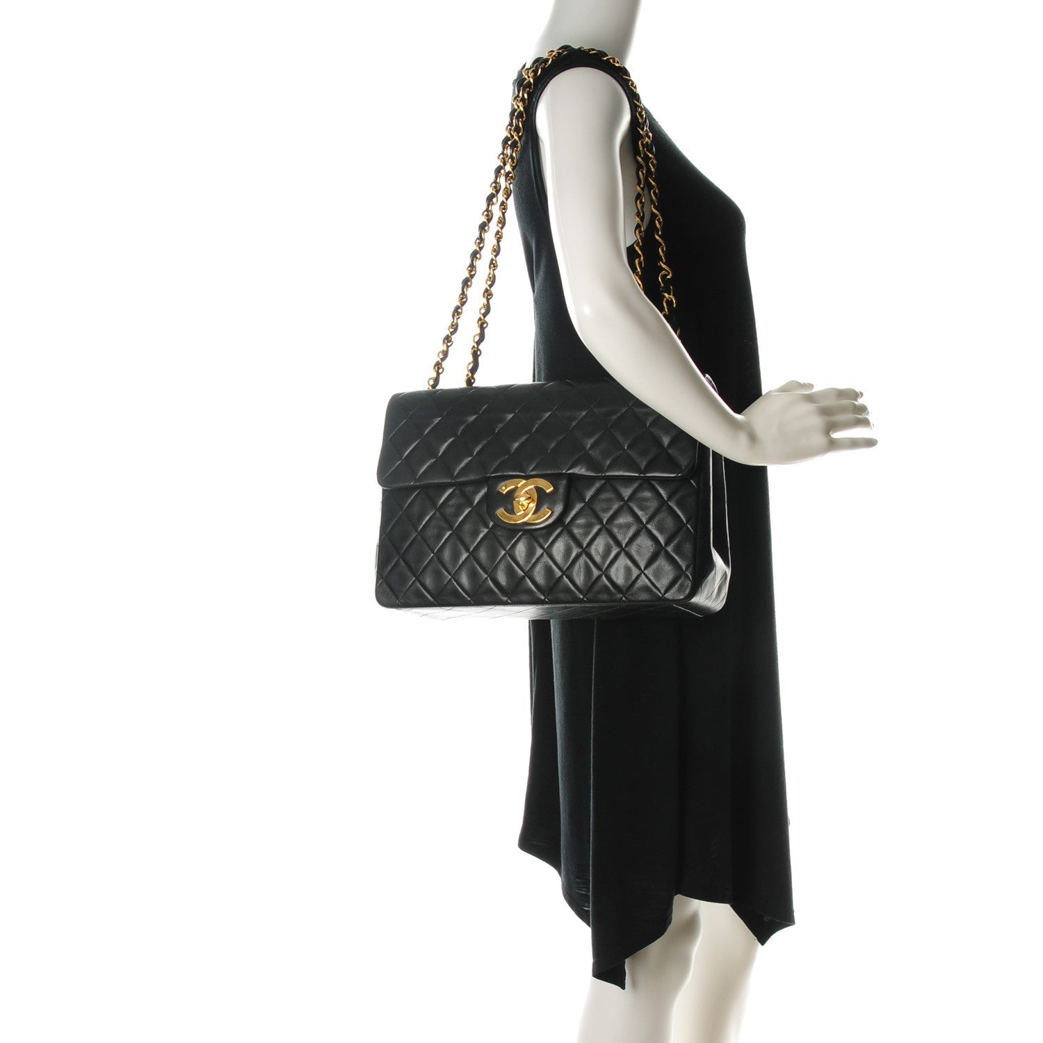 Chanel Lambskin Quilted XL Jumbo Single Flap Black 2 of 9