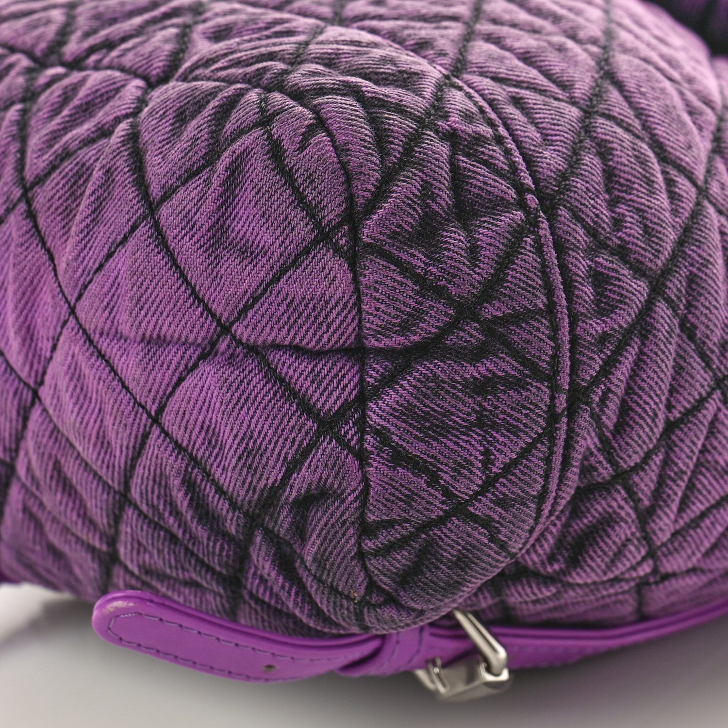 Chanel Washed Denim Quilted Denimpression Backpack Violet Purple Black 9 of 10