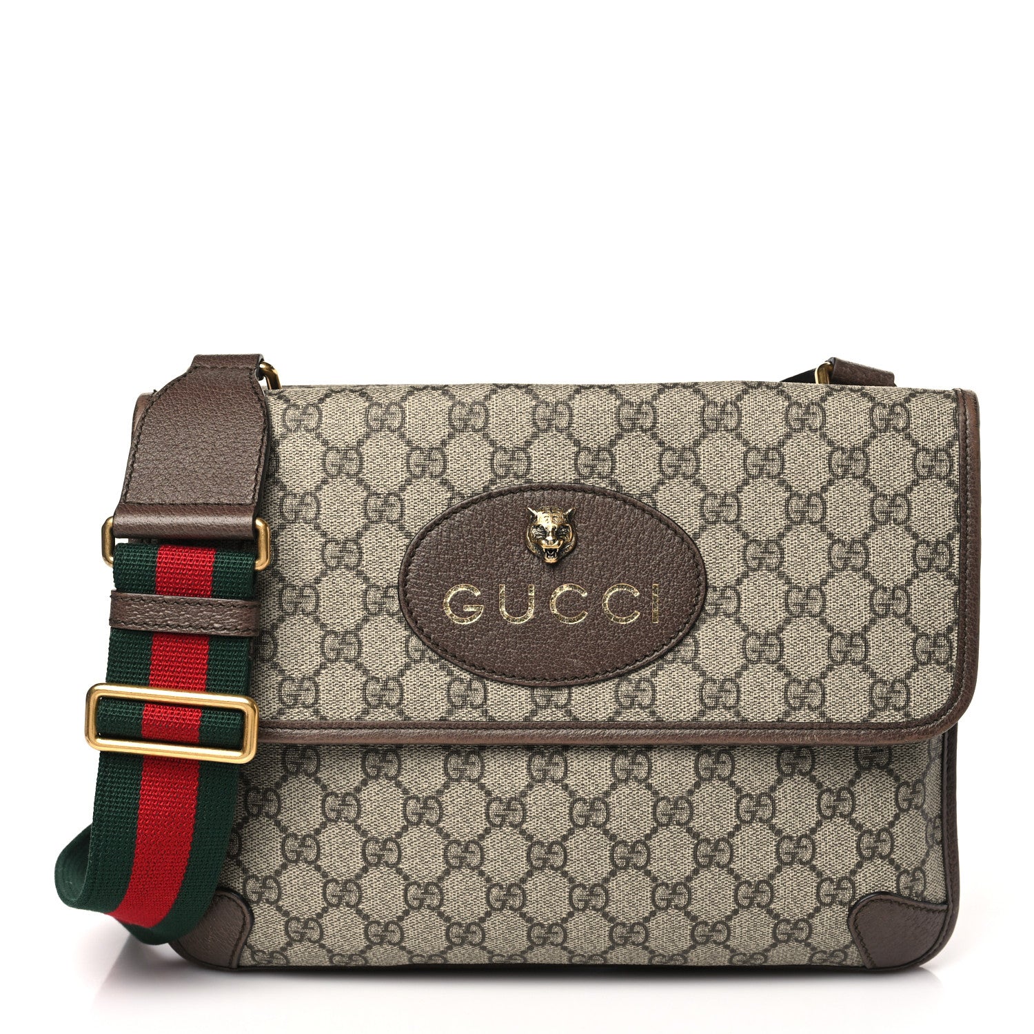 Gucci GG Supreme Monogram Web Neo Vintage Double Flap Messenger Bag Beige New Acero 1 of 9