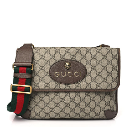 Gucci GG Supreme Monogram Web Neo Vintage Double Flap Messenger Bag Beige New Acero 1 of 9