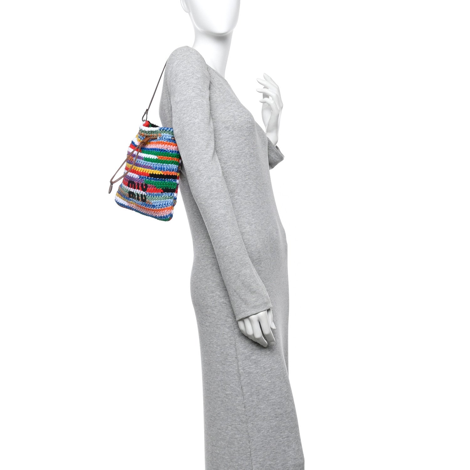 Miu Miu Fabric Crochet Drawstring Pouch Multicolor 2 of 9