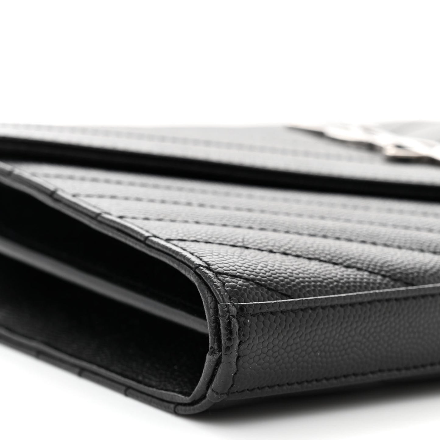 Grain De Poudre Matelasse Chevron Monogram Chain Wallet Black
