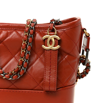 Chanel Aged Calfskin Quilted Small Gabrielle Hobo Red 8 of 10