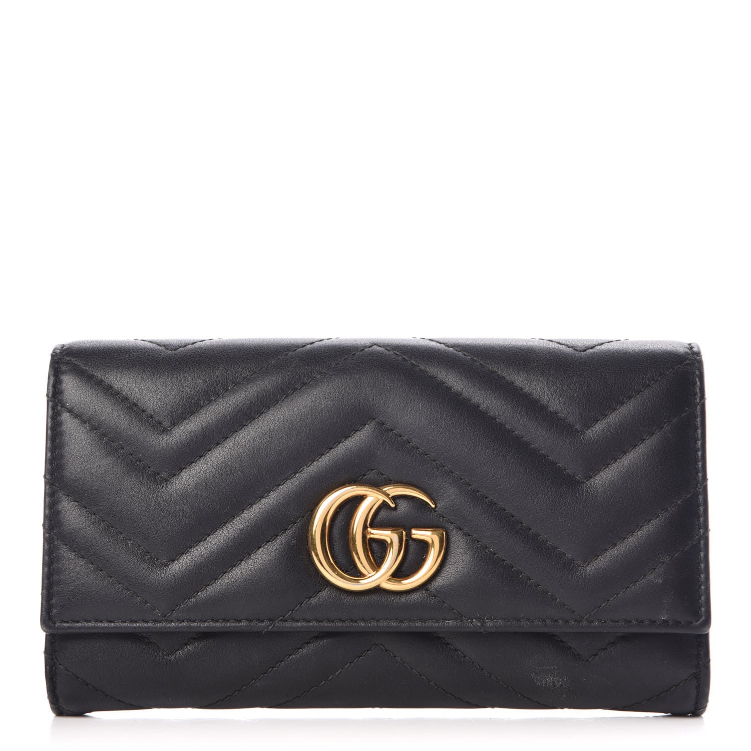 Gucci Calfskin Matelasse GG Marmont Continental Wallet Black 1 of 16