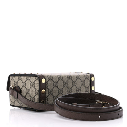 Gucci GG Supreme Monogram Textured Dollar Calfskin Mini Trunk Shoulder Bag Beige Ebony New Acero 4 of 9