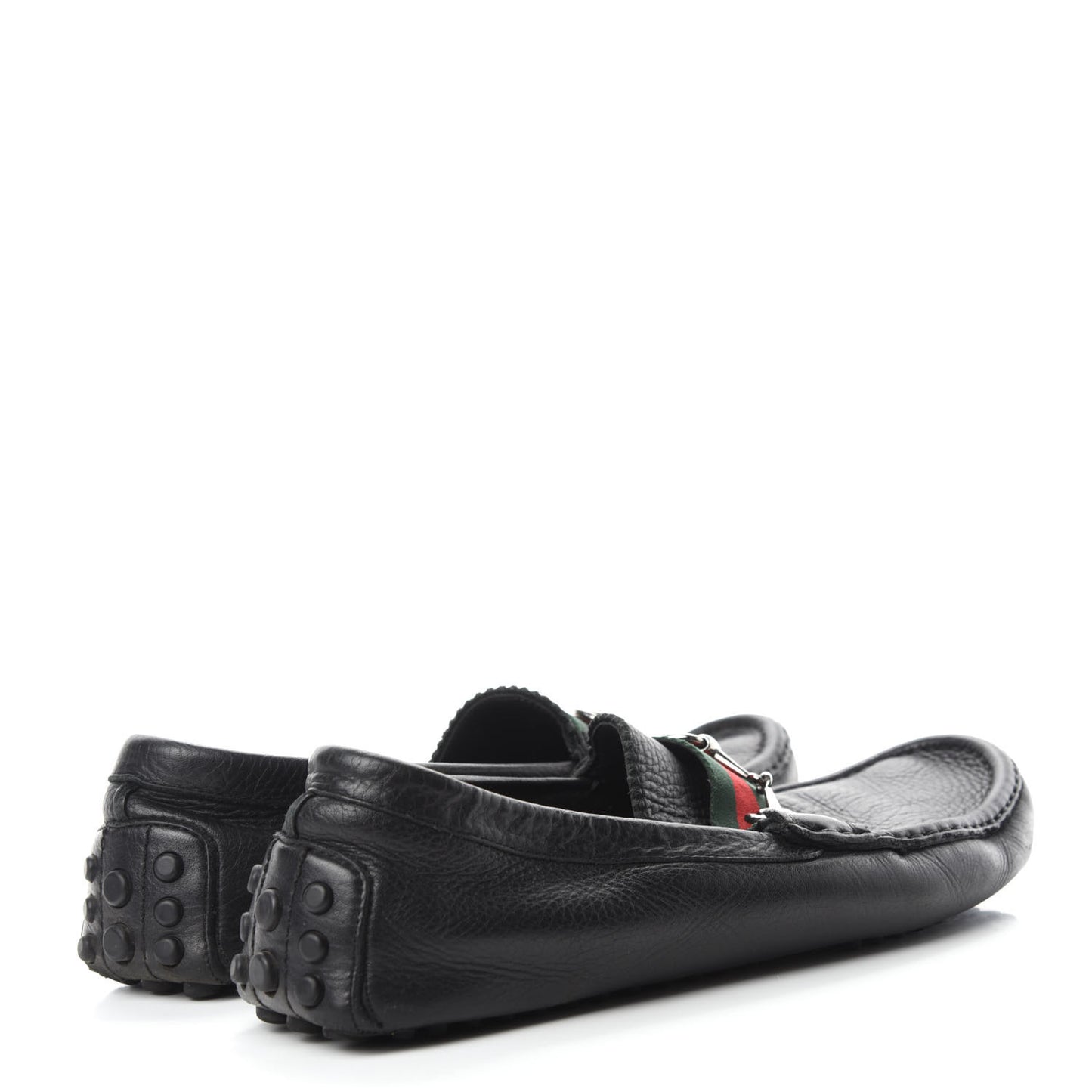 Calfskin Mens Horsebit Web Driver Loafers 8.5 Black