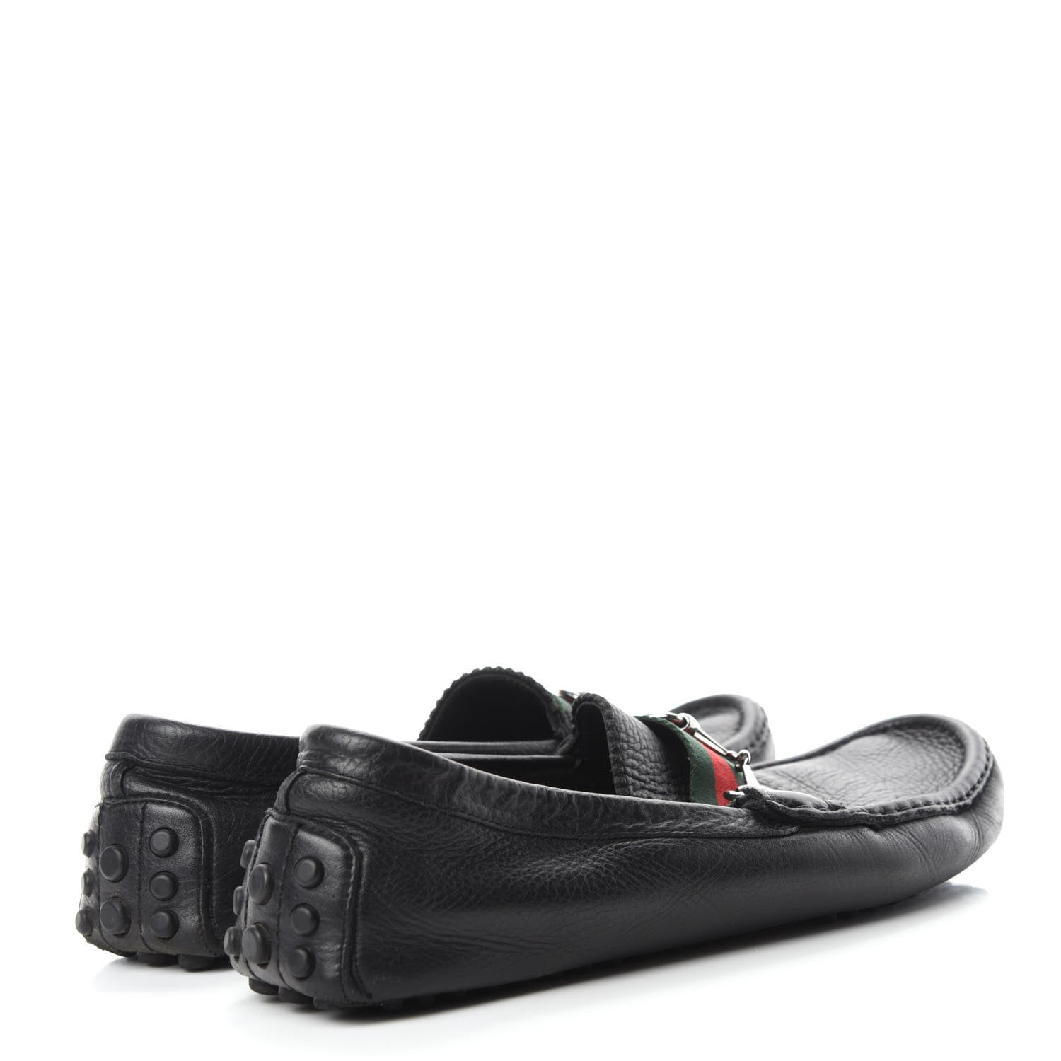 Gucci Calfskin Mens Horsebit Web Driver Loafers 8.5 Black 4 of 7