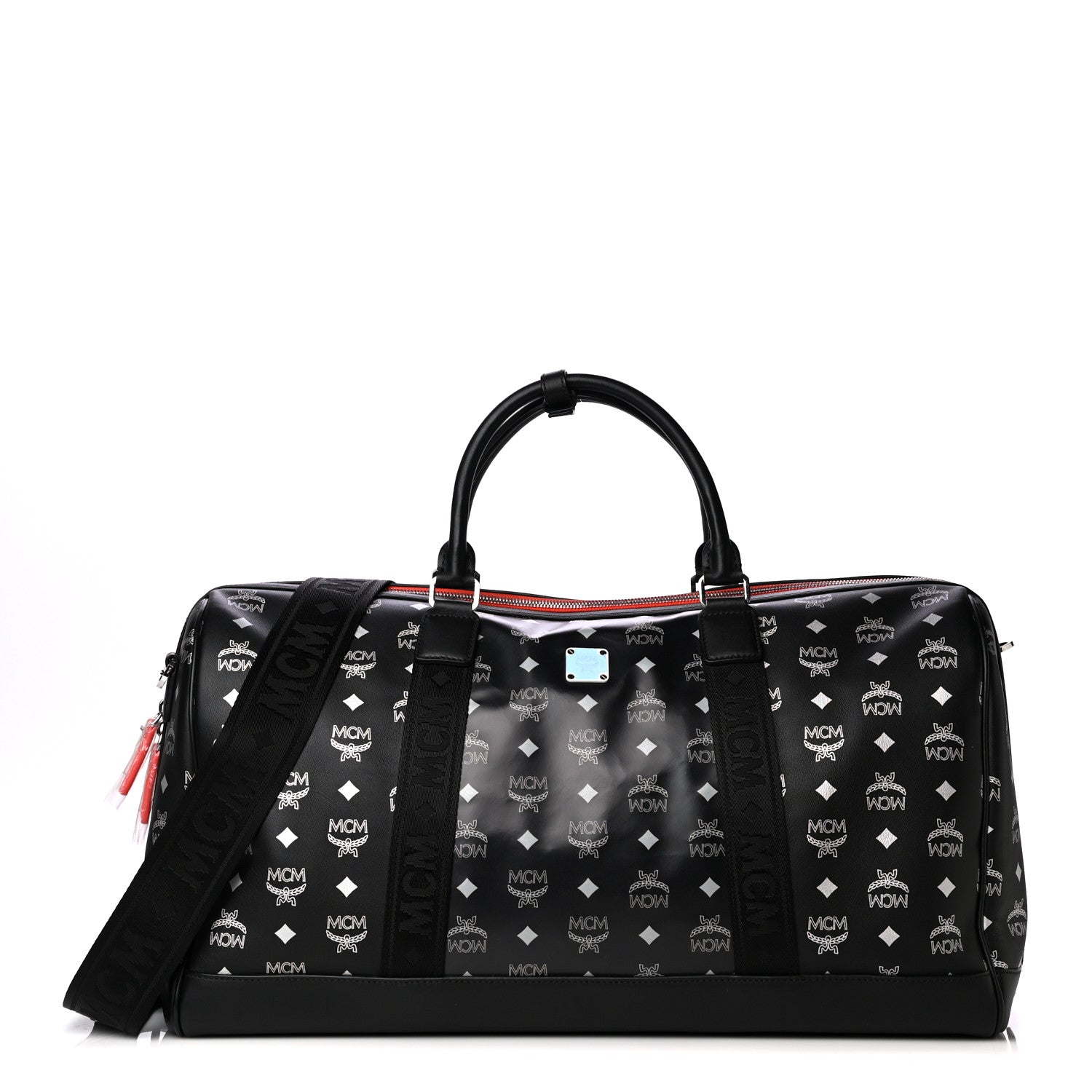 MCM Visetos Reflective Nylon Traveler Weekender Bag Black 1 of 4